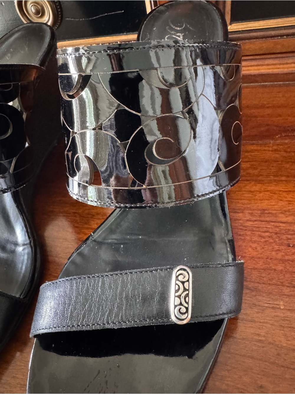 Brighton Wedge Black Sandals - Picture 4 of 5